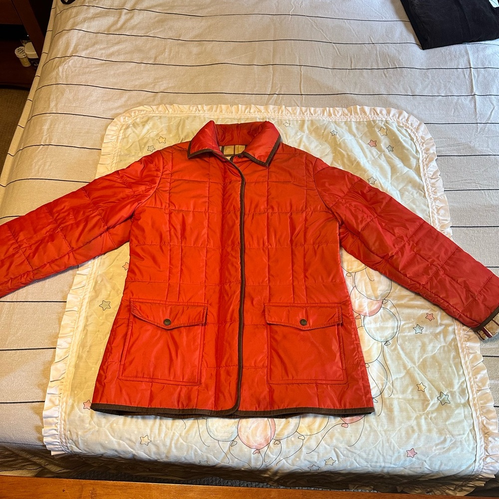 Orange Burberry Nova Check Coat